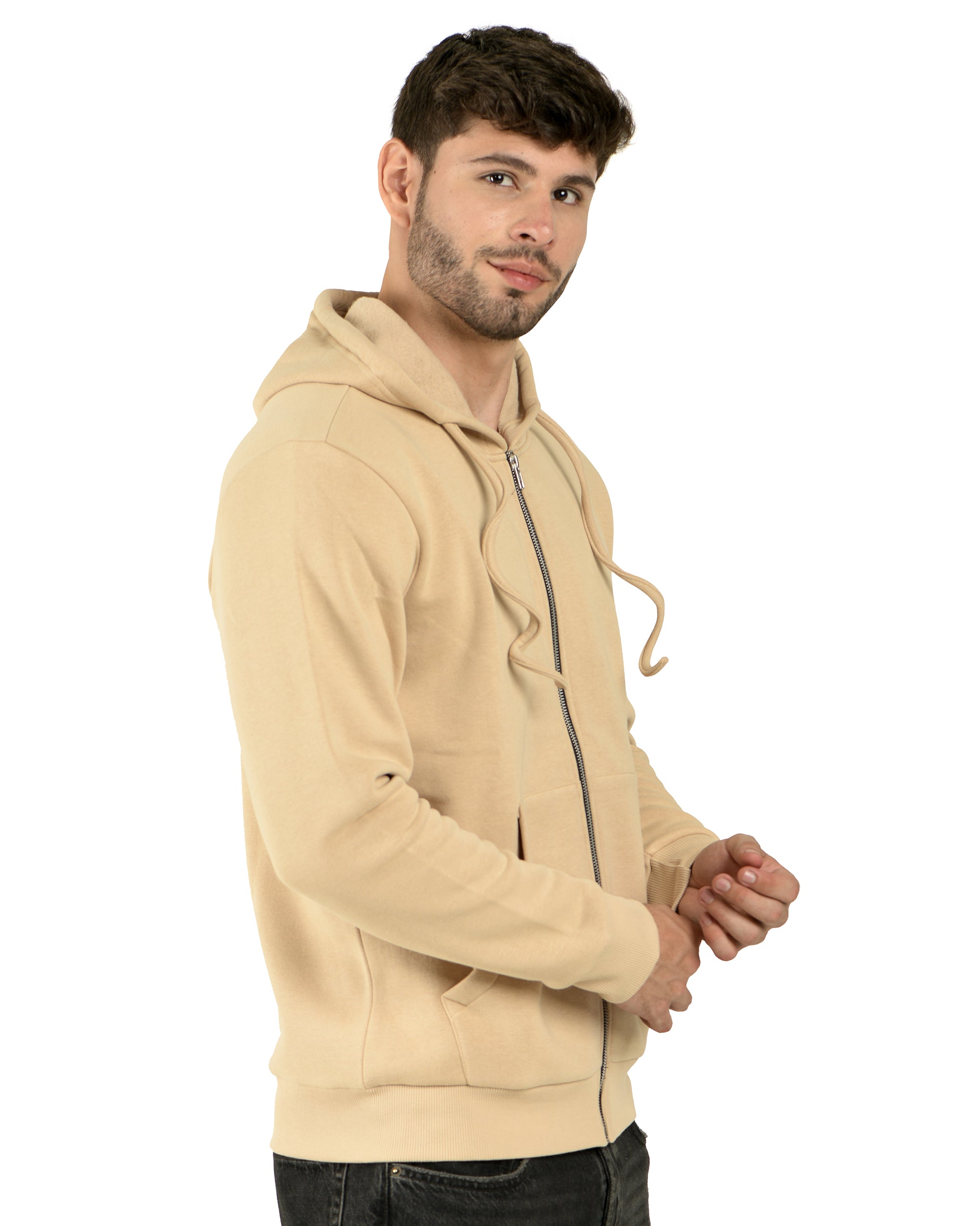 Beige hooded jacket best sale