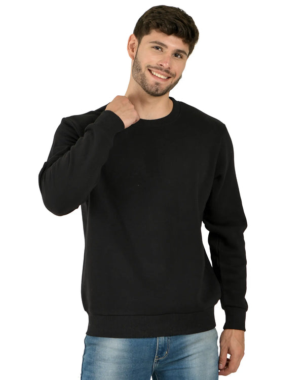 Crew Neck Sweatshirt (Unisex) Black-50/50 Fleece